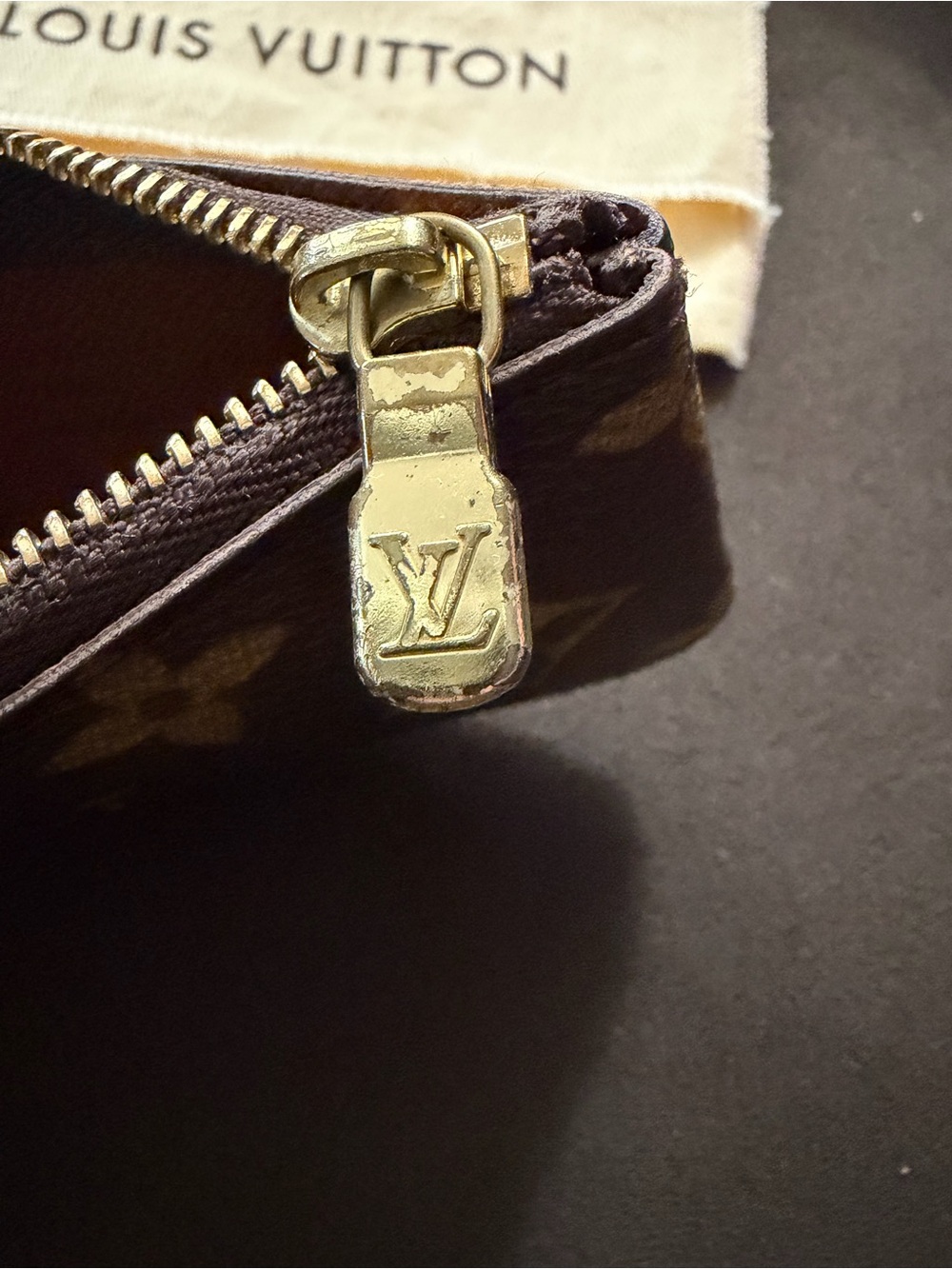 Louis Vuitton Monogram Canvas Key Pouch in Brown and Gold - Picture 2 of 6